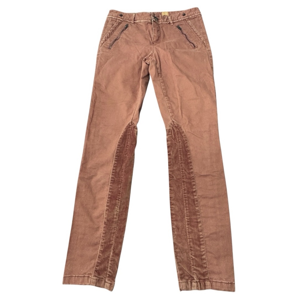 Anthropologie Pilcro Cotton Brown Riding Pants Velvet Inset Women’s Size 6
